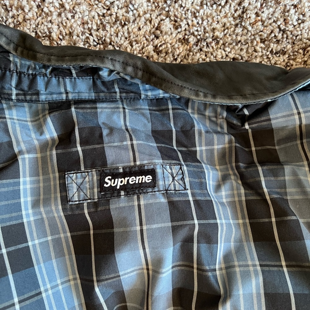 Supreme leather collar unisex check down jacket 19fw - Picture 7 of 12